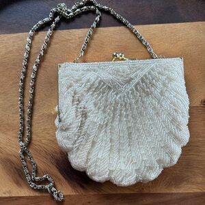 Beaded Cream Beaded Clutch